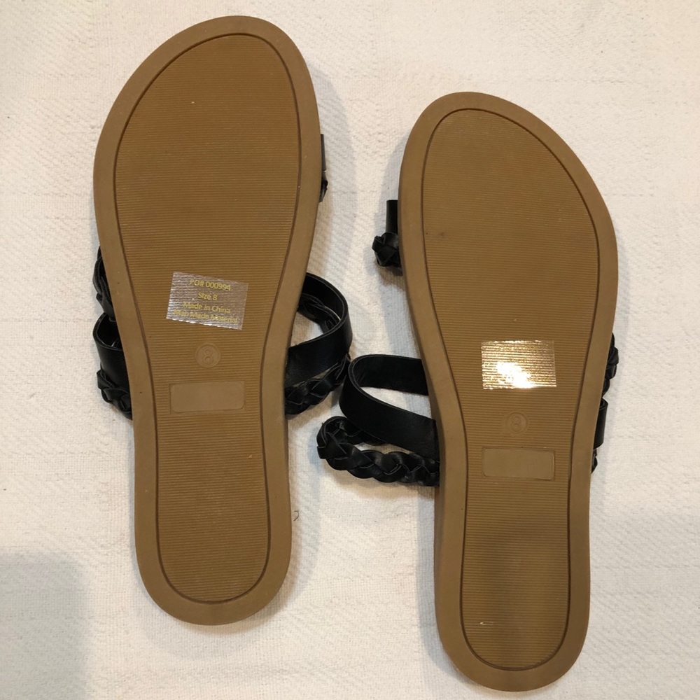 NWOT-Black Braided Strap Sandal Sz 8 - Picture 2 of 5